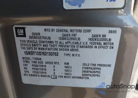 2006 Chevrolet Trailblazer Ls z USA, uszkodzony, nr VIN 1GNDT13S762130762